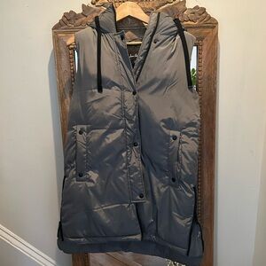 Gray Puffer Vest with Black Accents